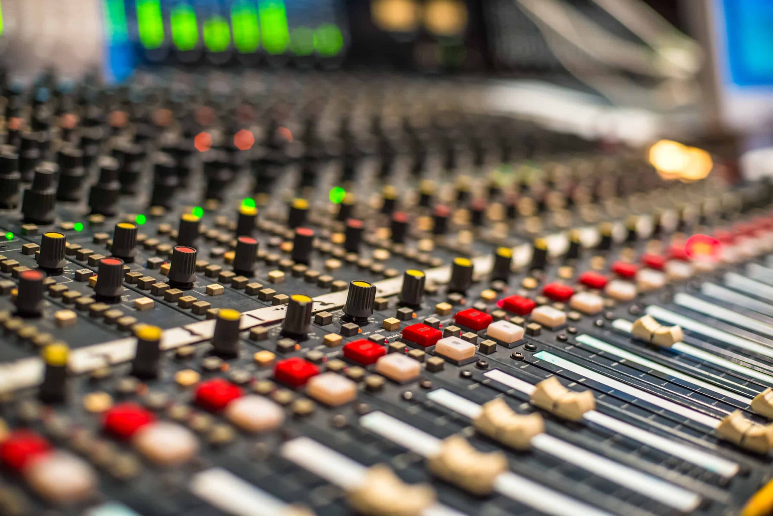 A mixing desk in the recording studio